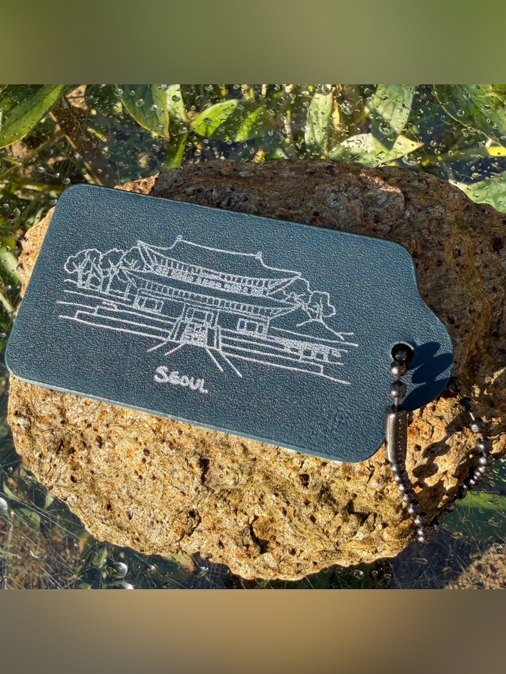 New Coach Large Leather Hangtag with Seoul Print 1 3/4" x 3"